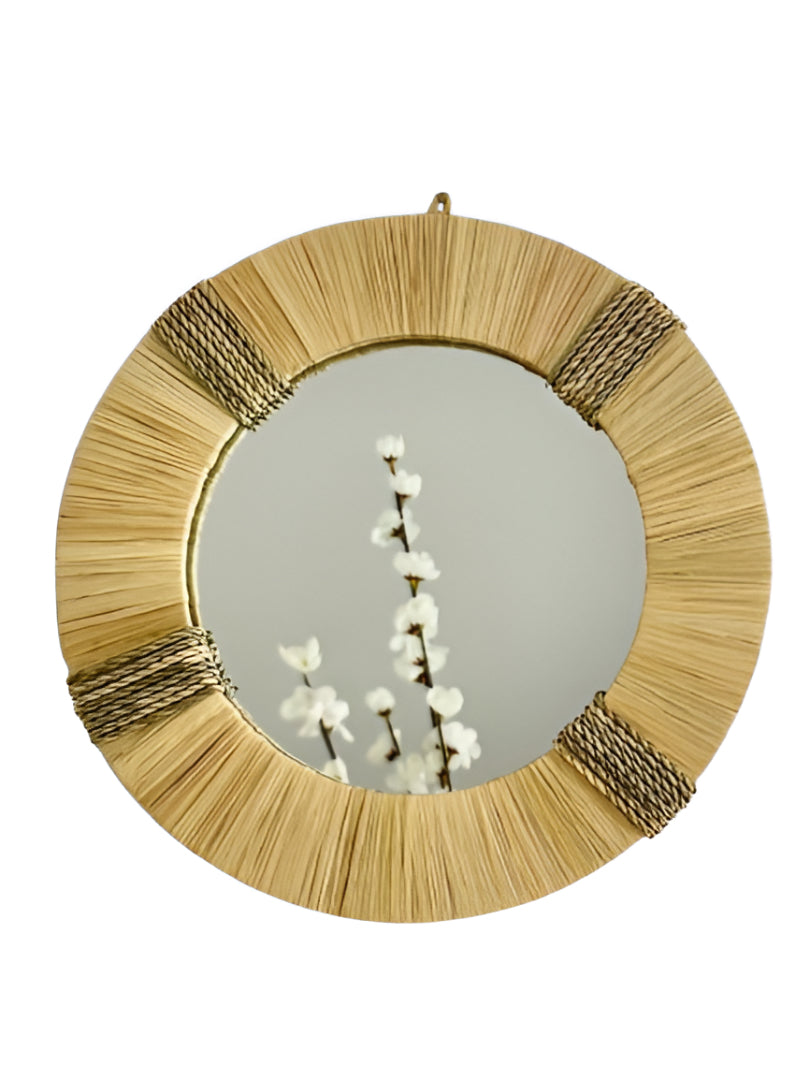 Runder Spiegel aus Raffia - Ayyure