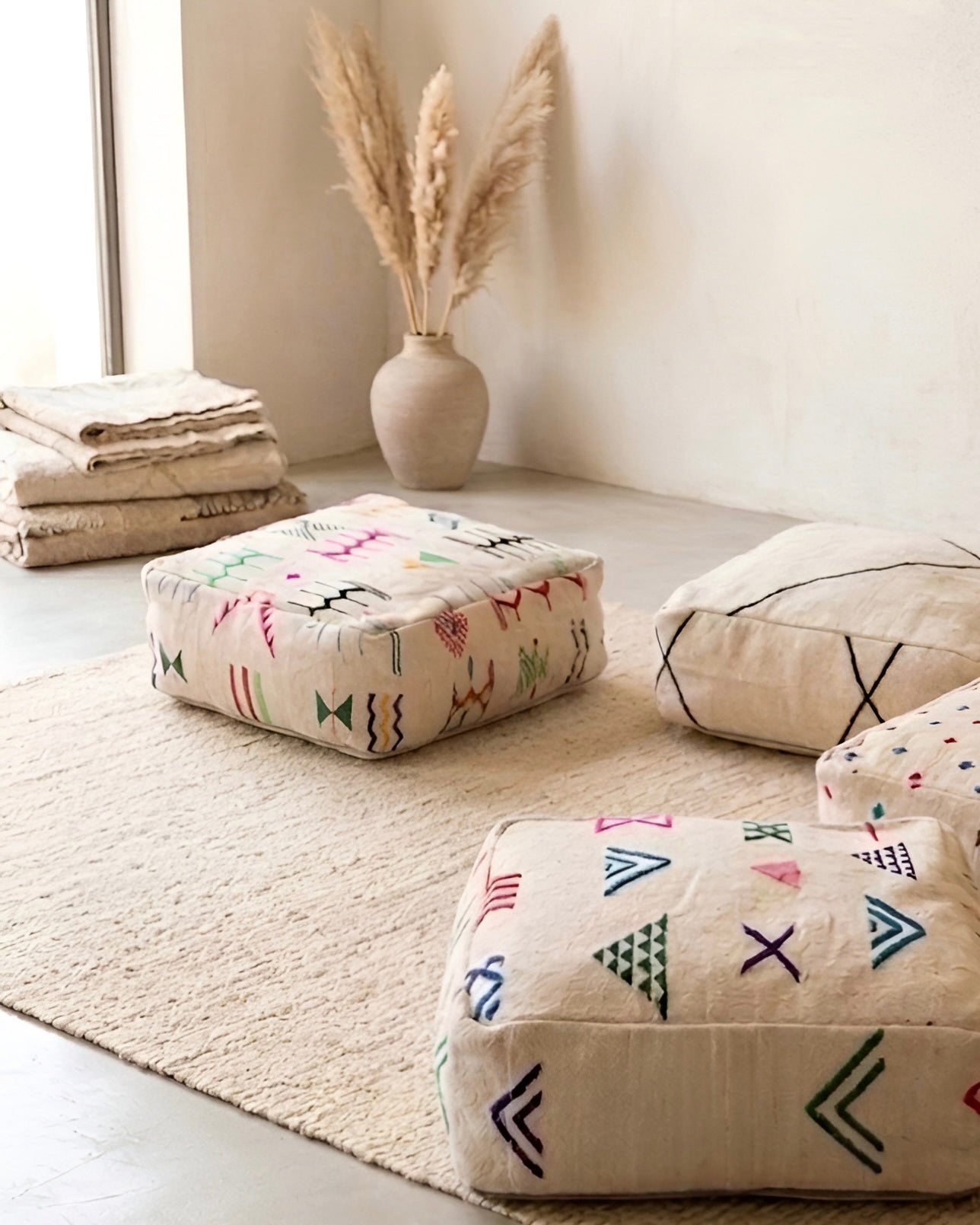 Sitzpouf aus reiner Schafwolle - Oued Zem