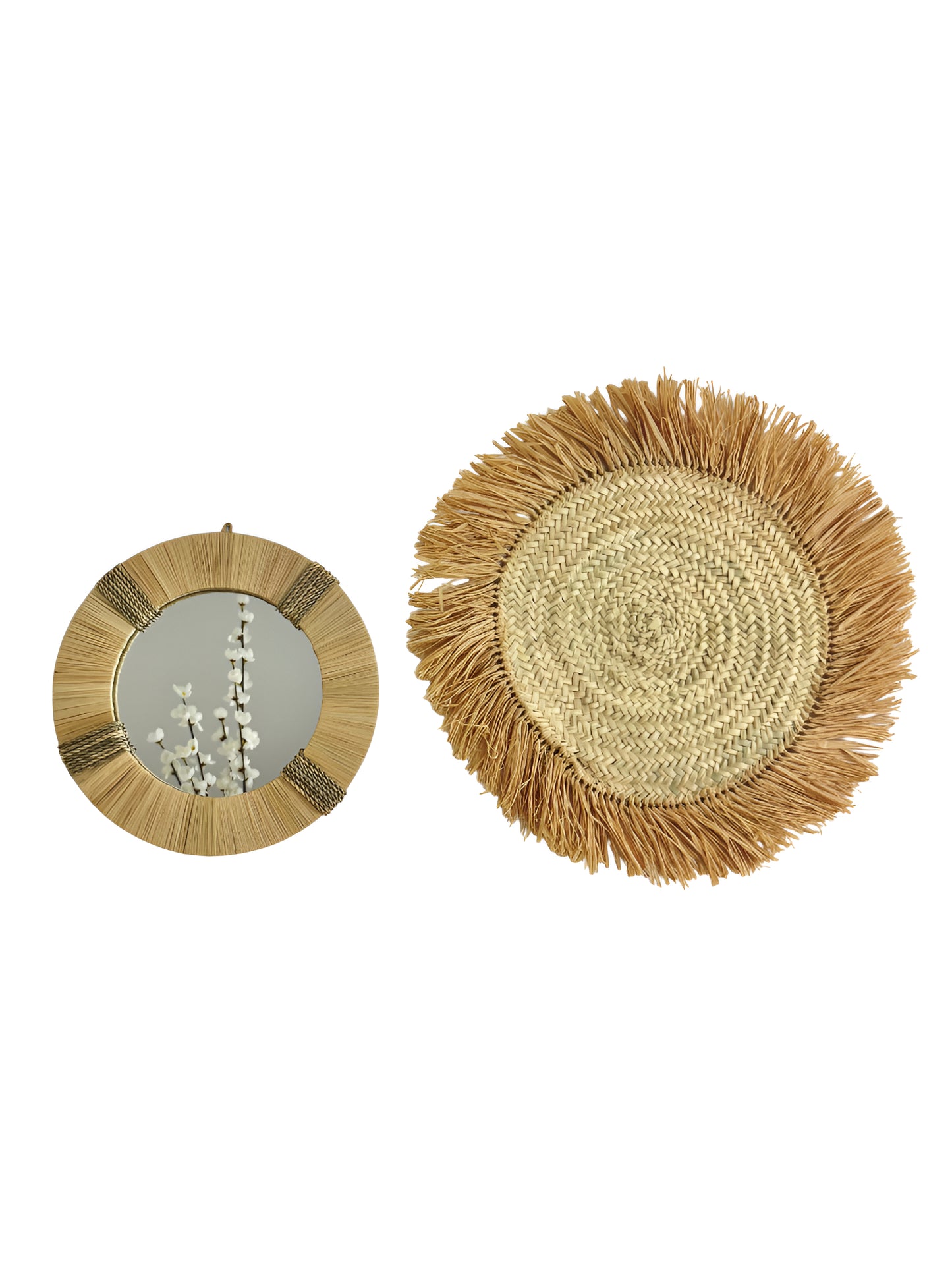 Runder Spiegel aus Raffia - Ayyure