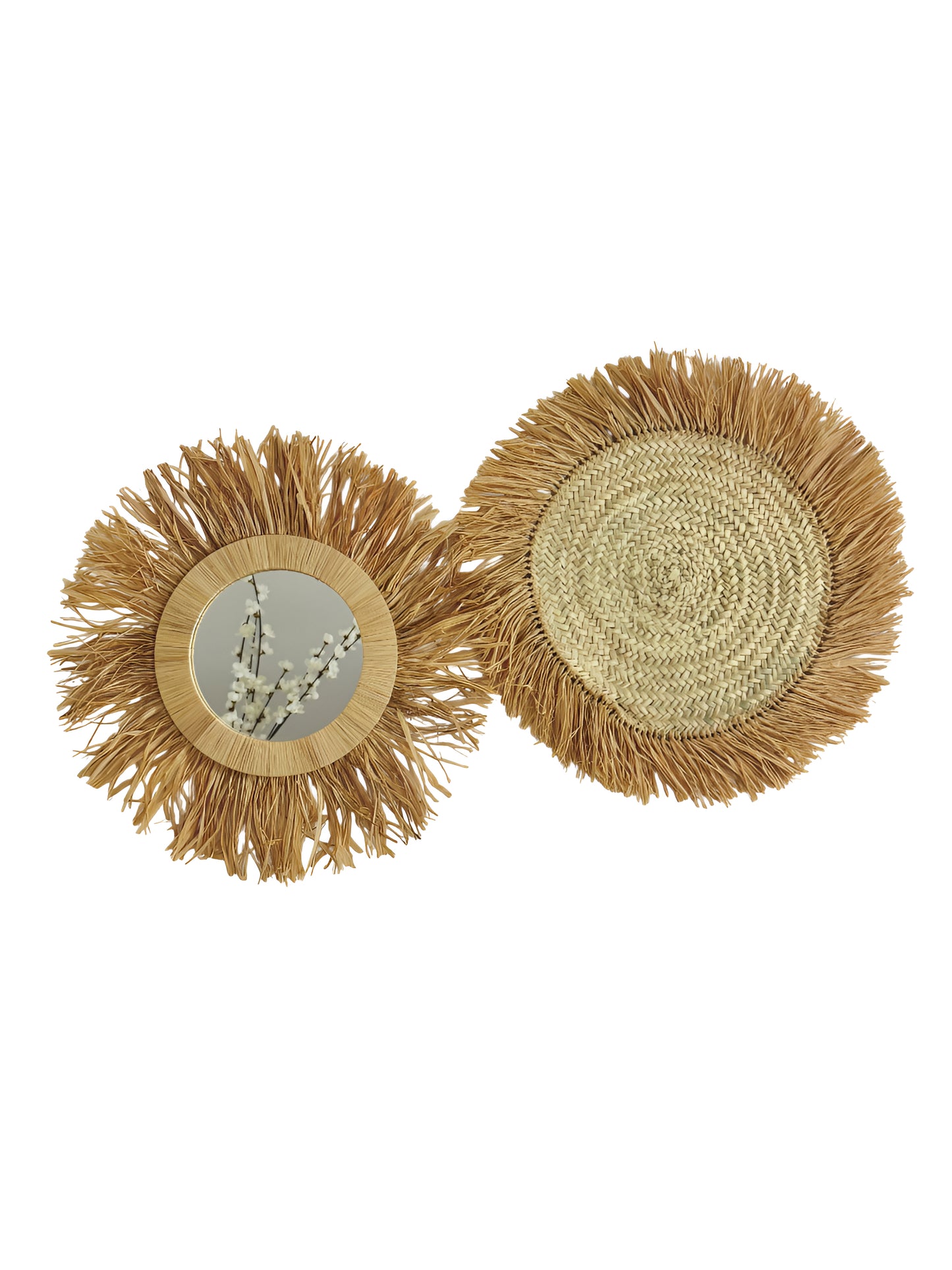 Runder Spiegel aus Raffia - Shams