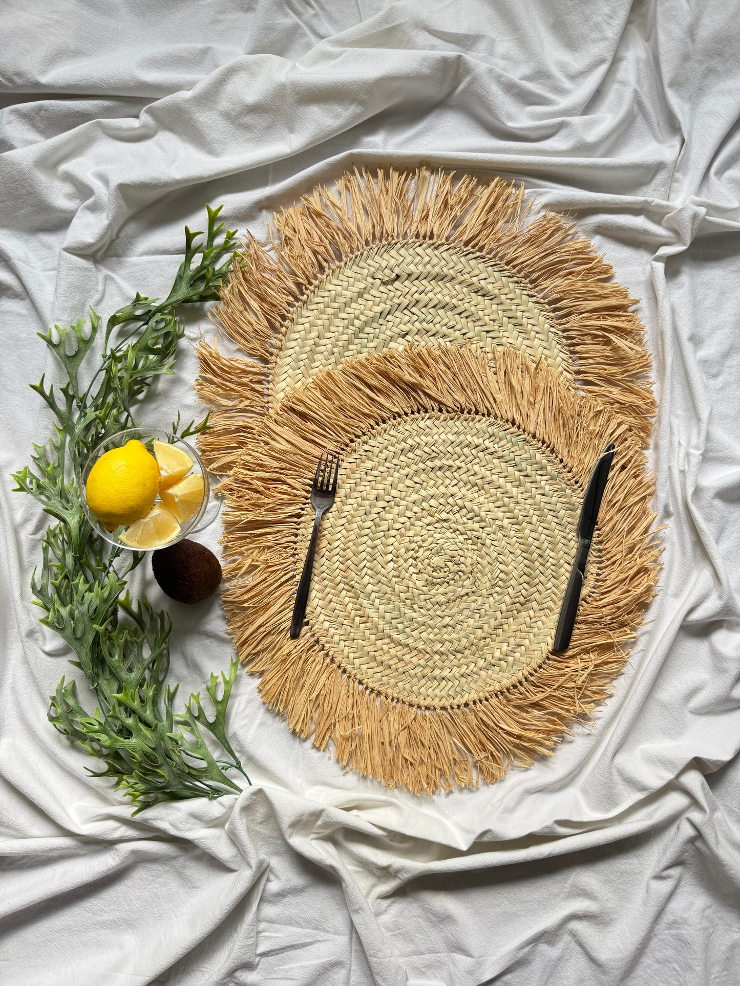 Rundes Tischset aus Raffia & Palmfaser - Tamazgha