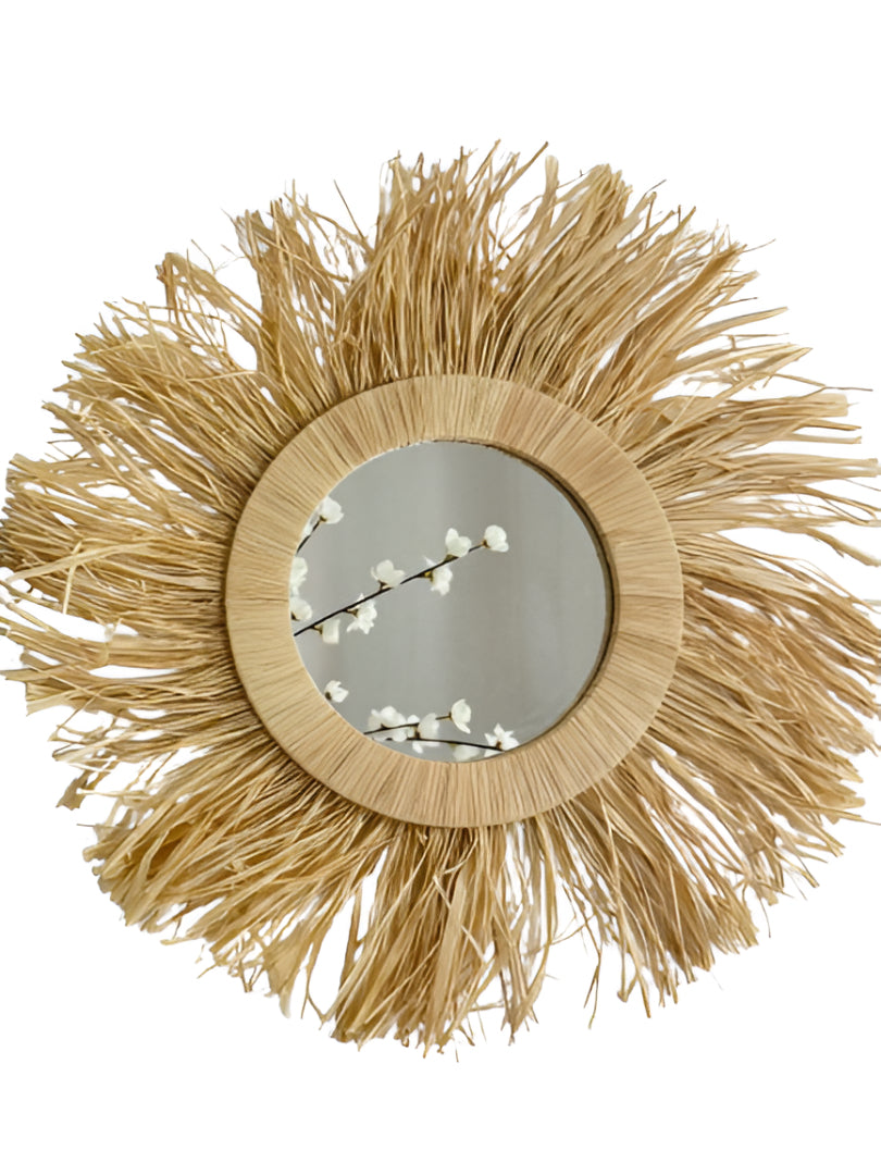 Runder Spiegel aus Raffia - Shams