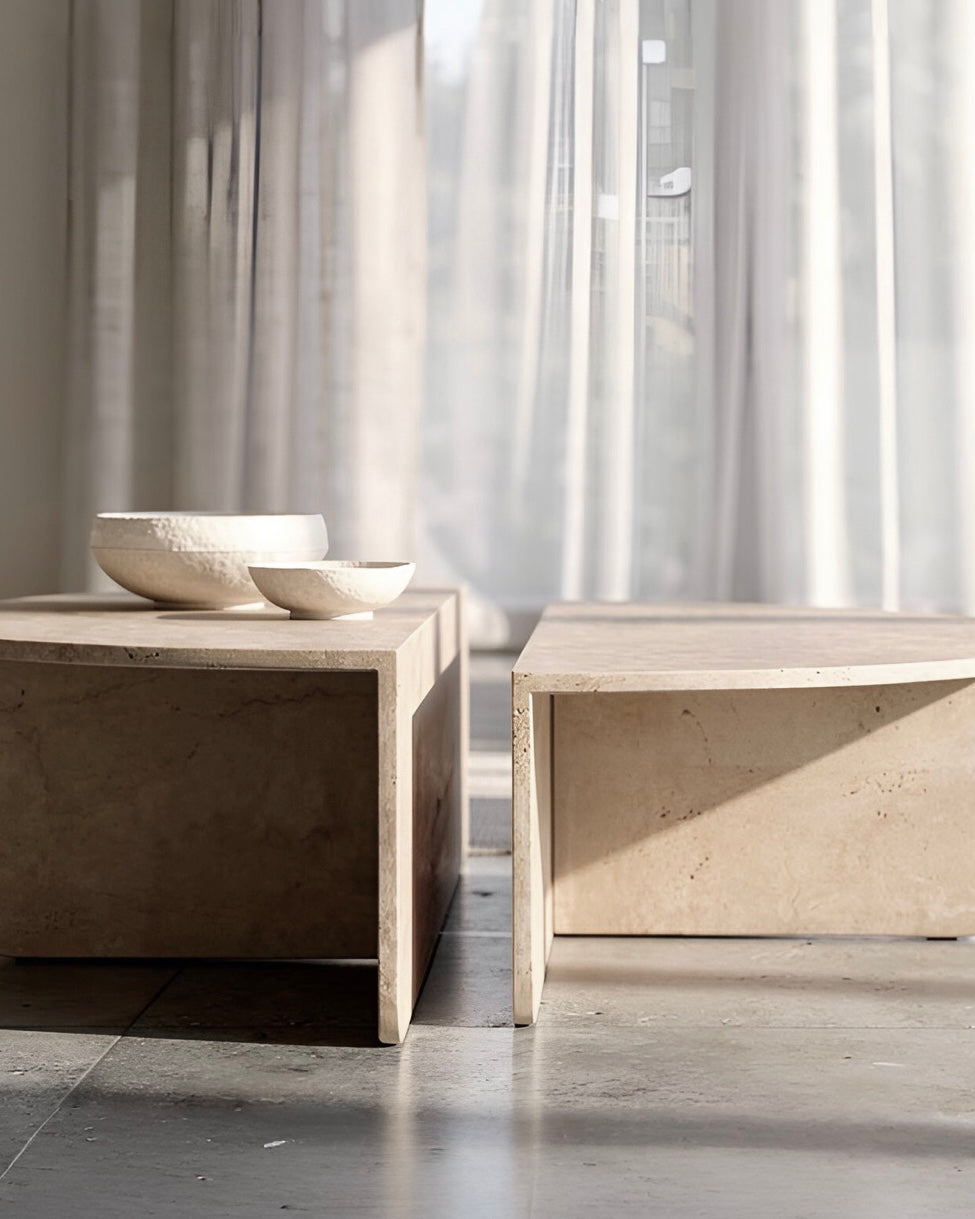 Modulares Couchtisch-Set aus Travertin - Amaray