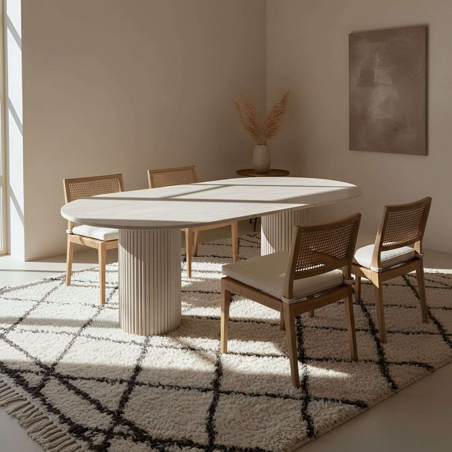 Monumentaler Esstisch aus Marmor & Travertin - Zayan